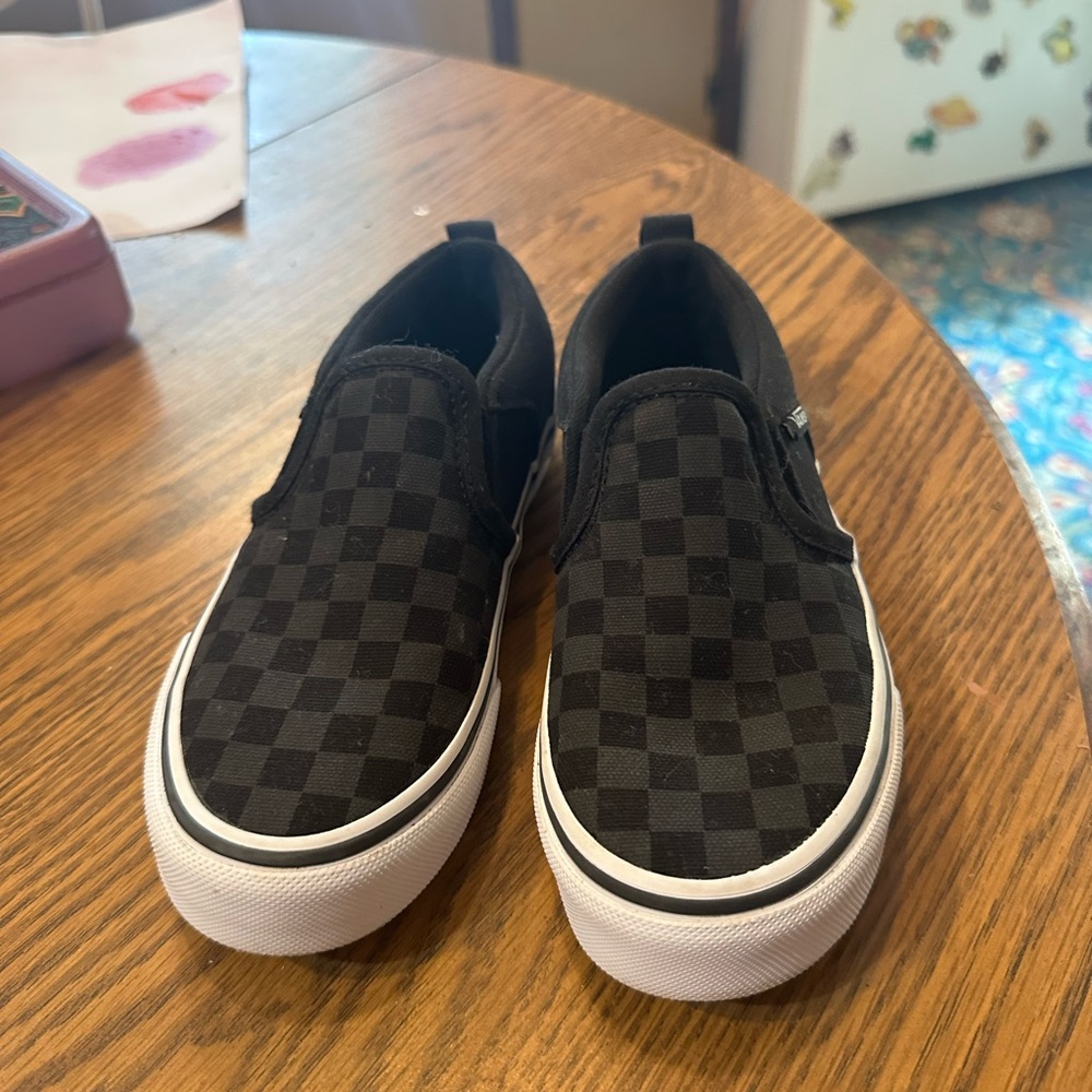 Vans Kids Black Checkered Slip-On Sneakers